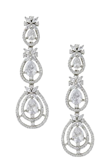 Shop Nazaakat By Samara Singh White American Diamond Earrings at Aza Fashions Shop_Nazaakat By Samara Singh_White American Diamond Earrings _at_Aza_Fashions