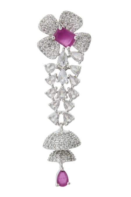 Buy_Nazaakat By Samara Singh_Red Ruby American Diamond Earrings _Online_at_Aza_Fashions