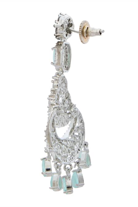 Nazaakat By Samara Singh_Aqua American Diamond Earrings _Online_at_Aza_Fashions