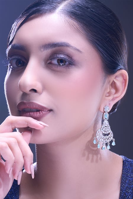 Samyukta Singhania Aqua American Diamond Earrings 