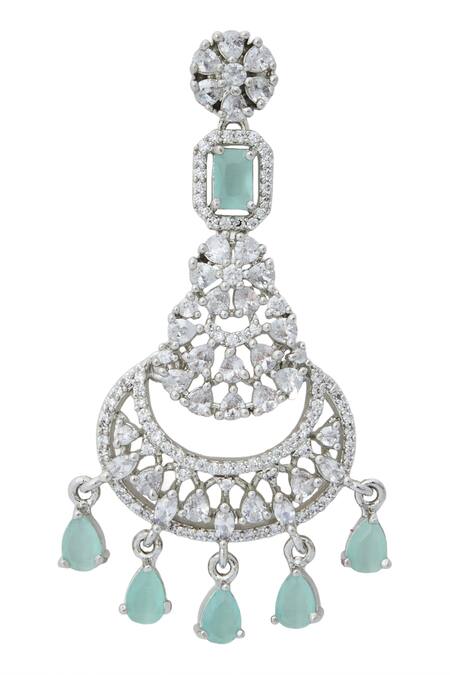 Shop_Nazaakat By Samara Singh_Aqua American Diamond Earrings _Online_at_Aza_Fashions