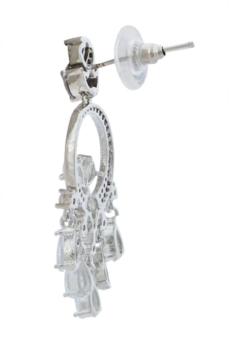 Nazaakat By Samara Singh_White American Diamond Earrings _Online_at_Aza_Fashions