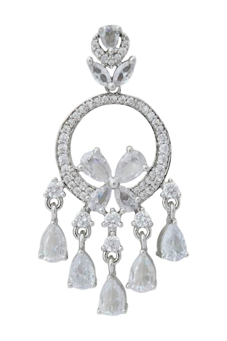 Buy_Nazaakat By Samara Singh_White American Diamond Earrings _Online_at_Aza_Fashions