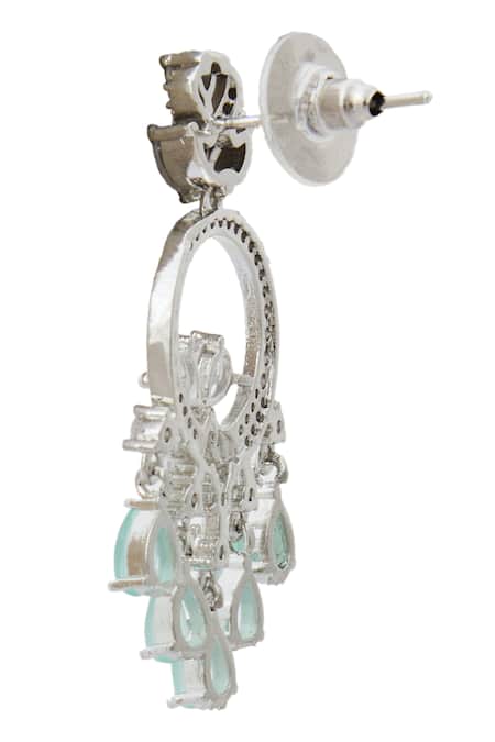 Nazaakat By Samara Singh_Aqua American Diamond Earrings _Online_at_Aza_Fashions