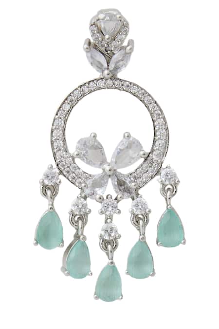 Buy_Nazaakat By Samara Singh_Aqua American Diamond Earrings _Online_at_Aza_Fashions