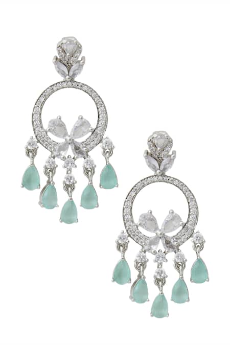 Nazaakat By Samara Singh Aqua American Diamond Earrings 