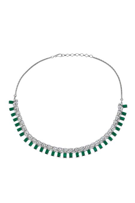 Nazaakat By Samara Singh Green Brass American Diamond Jewelry Set Online at Aza Fashions Nazaakat By Samara Singh_Green Brass American Diamond Jewelry Set _Online_at_Aza_Fashions