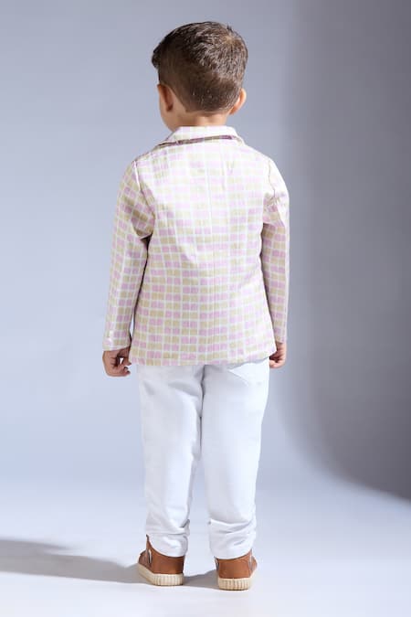 Neha Gursahani Multi Color Checked Boys Jacket 