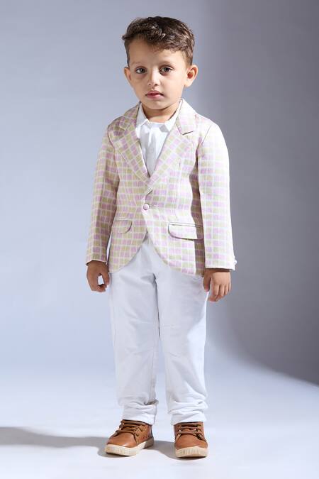 Neha Gursahani Multi Color Checked Boys Jacket 