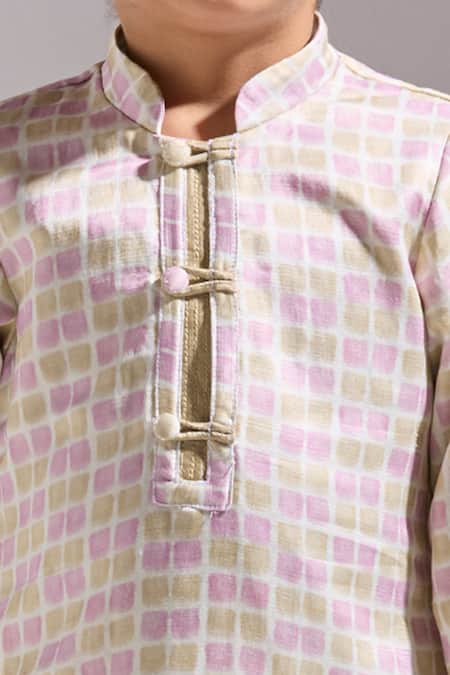 Buy_Neha Gursahani_Multi Color Satin, Linen Designer Kurta For Boys _Online_at_Aza_Fashions