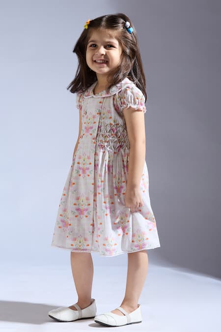 Neha Gursahani_Cambric Embroidery Multi Color Floral Dress _Online_at_Aza_Fashions