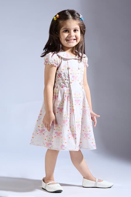 Buy_Neha Gursahani_Cambric Embroidery Multi Color Floral Dress _Online_at_Aza_Fashions