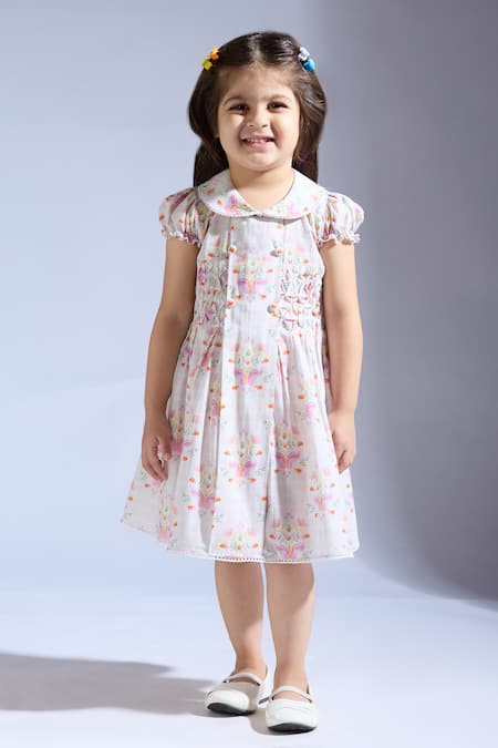 Shop_Neha Gursahani_Cambric Embroidery Multi Color Floral Dress _Online_at_Aza_Fashions