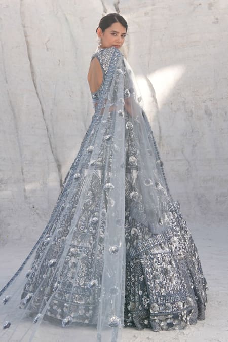 House Of Sikka Designer Ice Blue Lehenga Set 