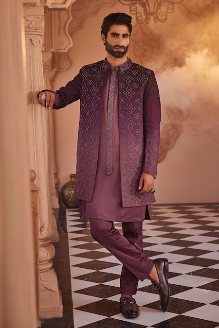 YAJY by Aditya Jain Ethereal Winter Sherwani Set 