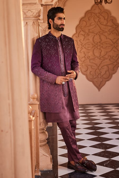 Yajy By Aditya Jain Ethereal Winter Sherwani Set 