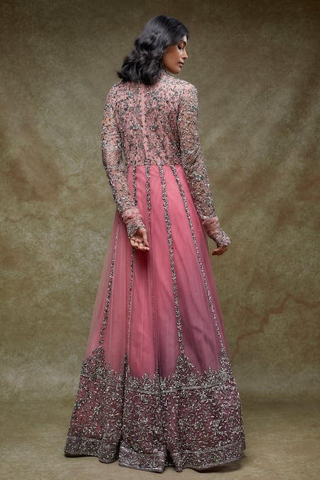 FATIZ Berry Pink Designer Embroidered Gown 