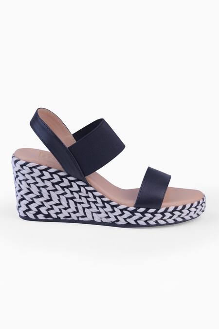 Heel Your Sole_Black Genuine Leather Wedges _Online_at_Aza_Fashions