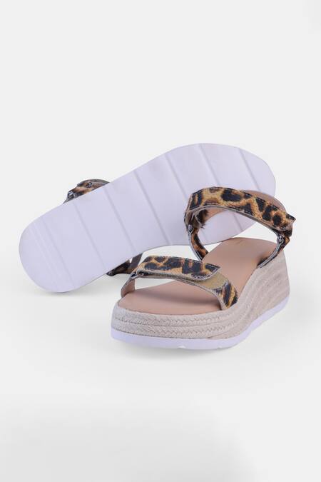 Heel Your Sole_Brown Leopard Print Wedge Sandals _at_Aza_Fashions