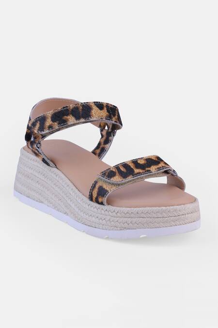 Buy_Heel Your Sole_Brown Leopard Print Wedge Sandals 