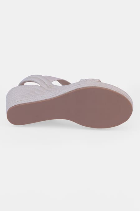 Heel Your Sole_Off White Genuine Leather Wedge Heels _Online_at_Aza_Fashions