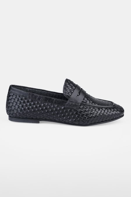 Buy_Heel Your Sole_Black Miso Genuine Leather Loafers _Online_at_Aza_Fashions