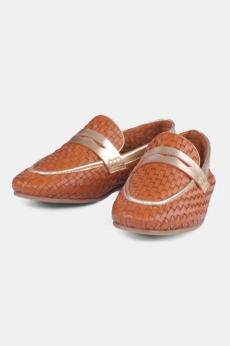 Heel Your Sole Penny Strap Woven Loafers 