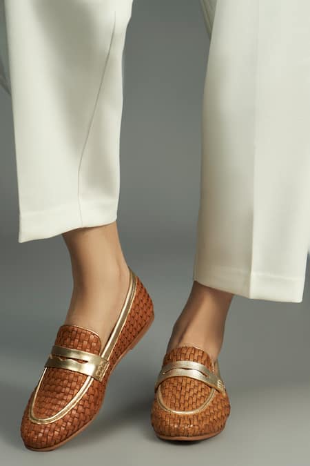 Heel Your Sole Penny Strap Woven Loafers 