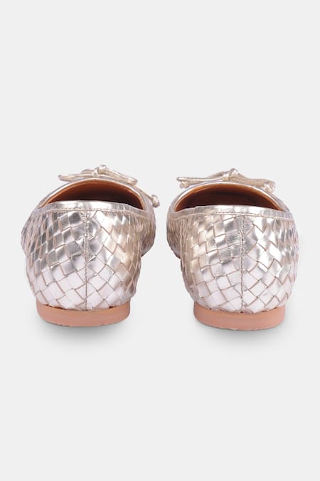 Buy_Heel Your Sole_Gold Bree Woven Ballerina Shoes 