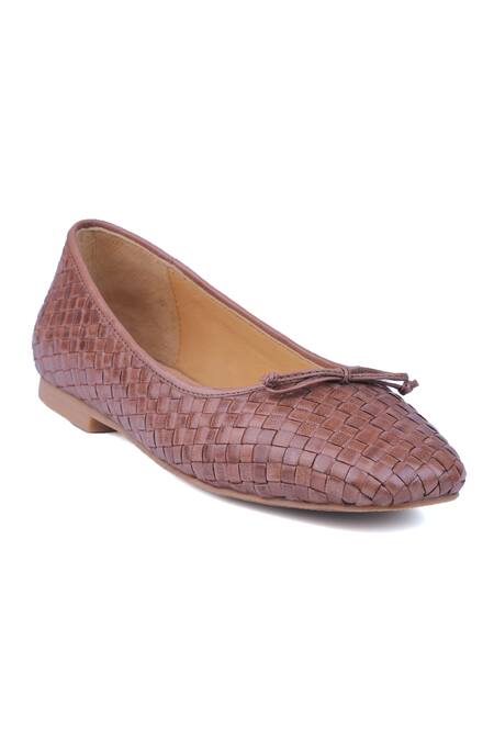 Buy_Heel Your Sole_Brown Bree Woven Ballerina Shoes 