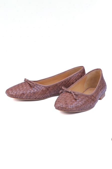 Heel Your Sole Bree Brown Woven Ballerina Shoes 