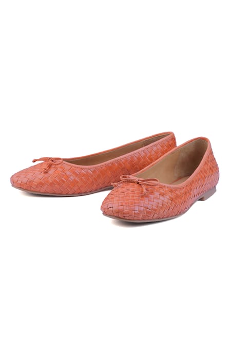 Heel Your Sole_Orange Bree Woven Ballerina Shoes _Online_at_Aza_Fashions
