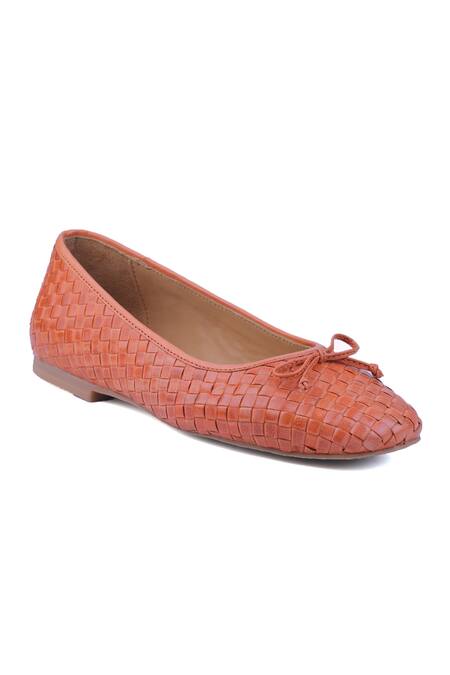 Shop_Heel Your Sole_Orange Bree Woven Ballerina Shoes _Online_at_Aza_Fashions