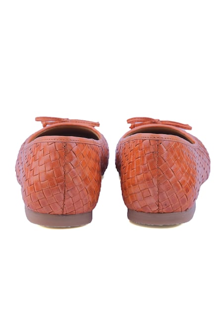 Buy_Heel Your Sole_Orange Bree Woven Ballerina Shoes 