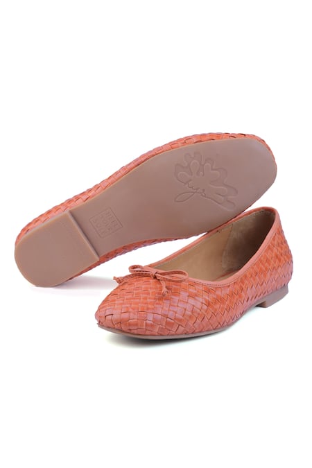 Heel Your Sole Bree Woven Orange Ballerina Shoes 