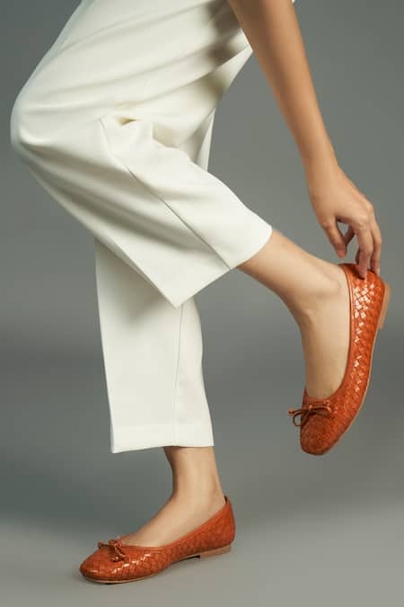 Heel Your Sole Orange Bree Woven Ballerina Shoes 