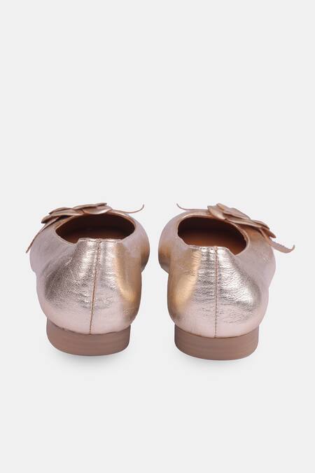 Buy_Heel Your Sole_Gold Lily Flower Embellished Ballerina 