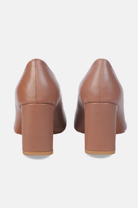 Heel Your Sole_Brown Kat Mocha Genuine Leather Pump Heels _at_Aza_Fashions