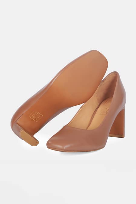 Heel Your Sole Kat Mocha Brown Genuine Leather Pump Heels 