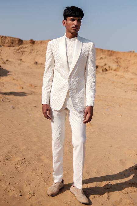 Amaare Designer Ivory Tuxedo Set 