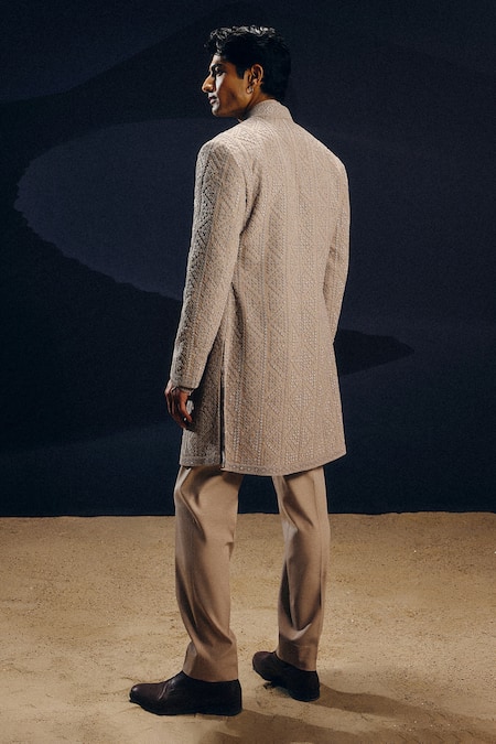 Amaare Designer Silk Wool Blend Achkan Set 