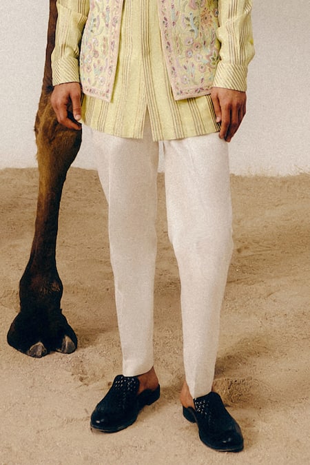 Amaare Yellow Chanderi, Silk Embroidery Lemon Kukka Nehru Jacket Set Online at Aza Fashions Amaare_Yellow Chanderi, Silk Embroidery Lemon Kukka Nehru Jacket Set _Online_at_Aza_Fashions