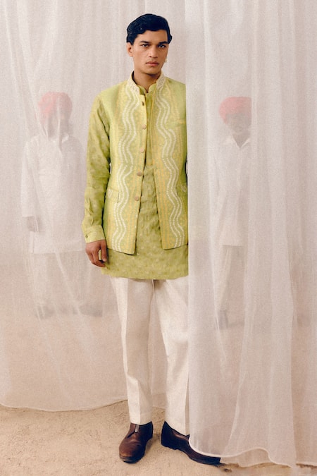 Amaare Mint Green Bandahji Nehru Jacket Set 