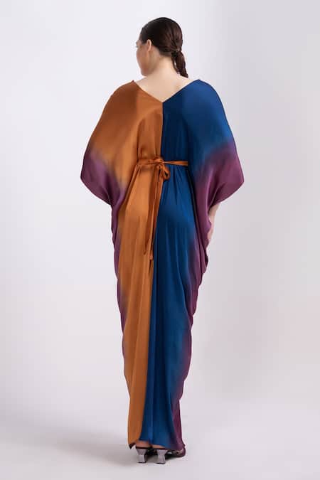 Merge Design Color Block Kaftan with Belt 
