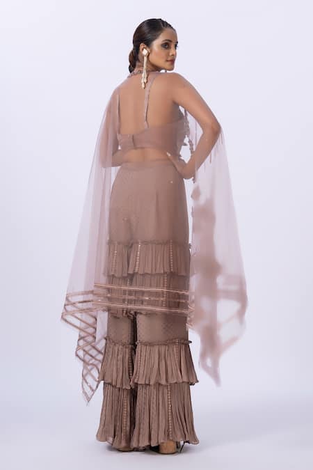 Merge Design Embroidered Layered Pant Shrug Set 