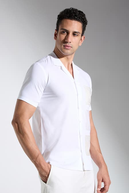 Shop Neha Gursahani Ivory Cotton, Linen Embroidery Designer Shirt Online at Aza Fashions Shop_Neha Gursahani_Ivory Cotton, Linen Embroidery Designer Shirt _Online_at_Aza_Fashions