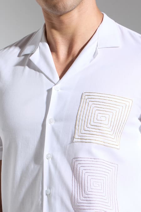 Neha Gursahani Ivory Cotton, Linen Embroidery Designer Shirt at Aza Fashions Neha Gursahani_Ivory Cotton, Linen Embroidery Designer Shirt _at_Aza_Fashions