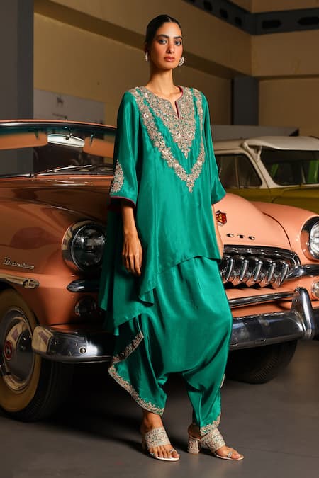 Sabe Ravya Emerald Green Kurta & Harem Pant Set 