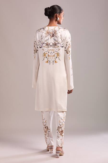 Buy AK-OK White Embroidery Round Neck Kurta And Pant Set Online at Aza Fashions Buy_AK-OK_White Embroidery Round Neck Kurta And Pant Set _Online_at_Aza_Fashions