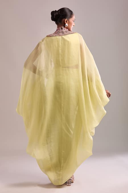 Anamika Khanna Embroidered Green Blouse & Draped Skirt Set 